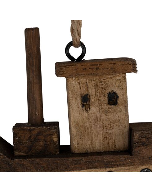 Deco Suspendue Bateau naturel/blanc  - 7.5x6.5 cm
