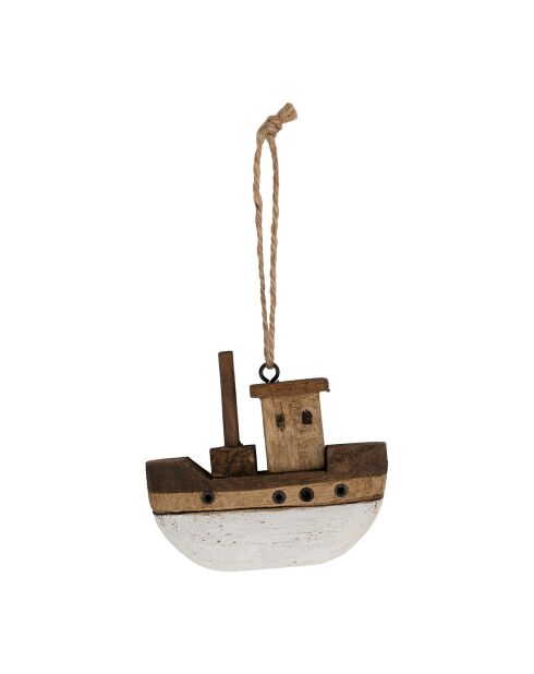 Deco Suspendue Bateau naturel/blanc  - 7.5x6.5 cm