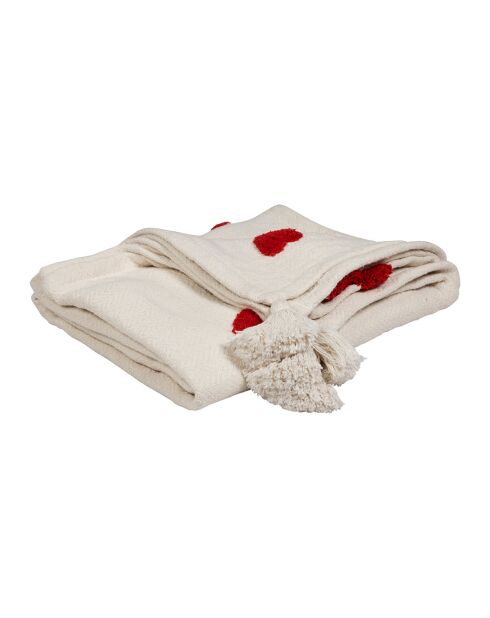 Beiges Familienplaid in Herzform - 170x130 cm