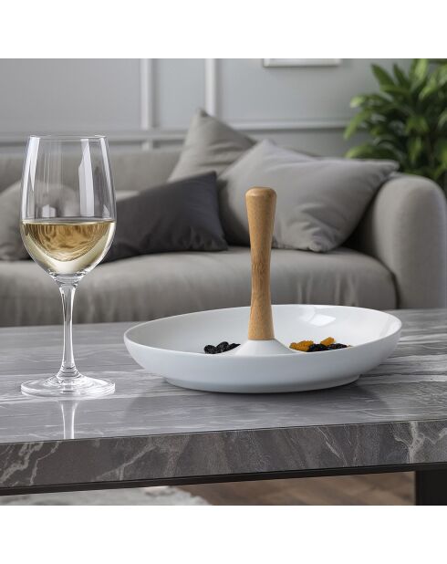 Ronde aperitiefserver van wit keramiek