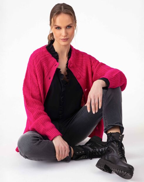 Gilet en Alpaga & Laine mélangés Elise fuchsia