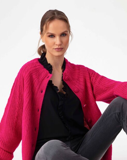 Gilet en Alpaga & Laine mélangés Elise fuchsia