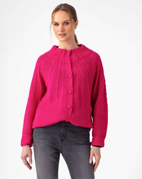 Gilet en Alpaga & Laine mélangés Elise fuchsia