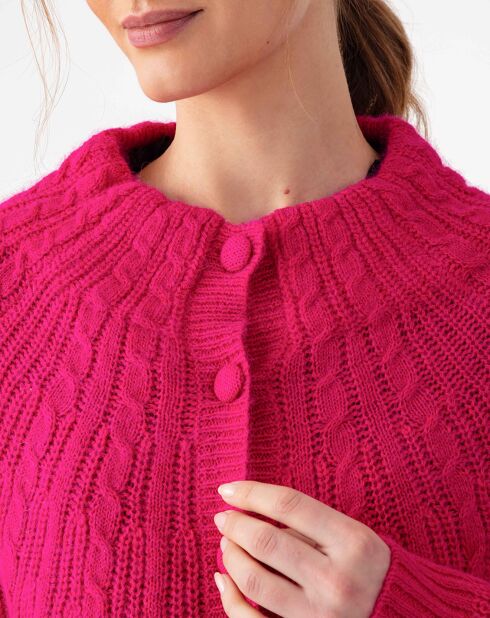 Gilet en Alpaga & Laine mélangés Elise fuchsia