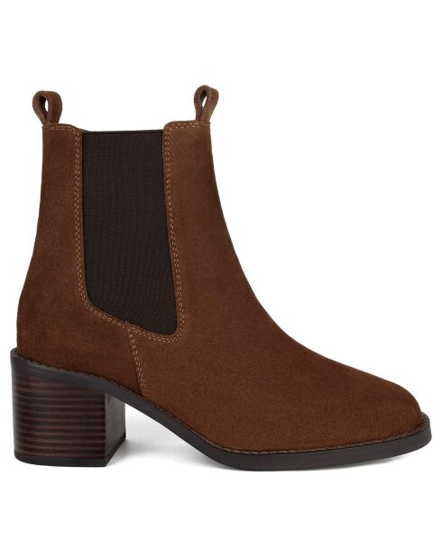 Bottines en Cuir Find Your Strength camel - Talon 7 cm