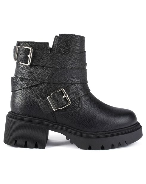 Bottines en Cuir Hard Rock noires - Talon 5.5 cm