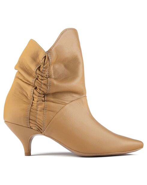 Bottines en Cuir Make Me Like You camel - Talon 6 cm