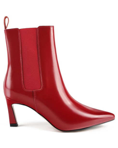 Bottines en Cuir Straight To The Point rouges - Talon 7 cm