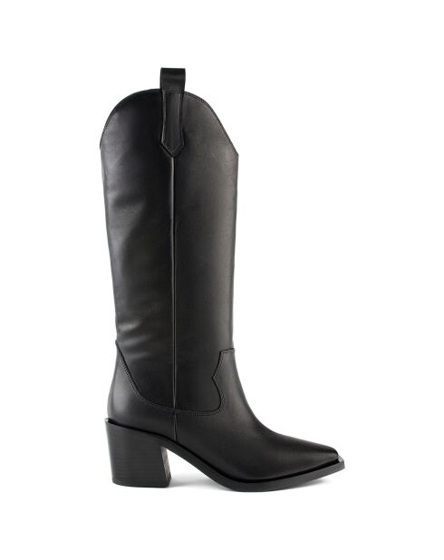 Bottes en Cuir Dark Nights noires - Talon 5 cm