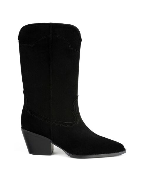 Boots en Cuir Rock Me Slow noires - Talon 6 cm