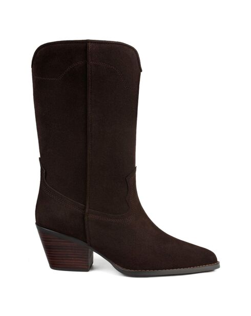 Boots en Cuir Rock Me Slow marron - Talon 6 cm