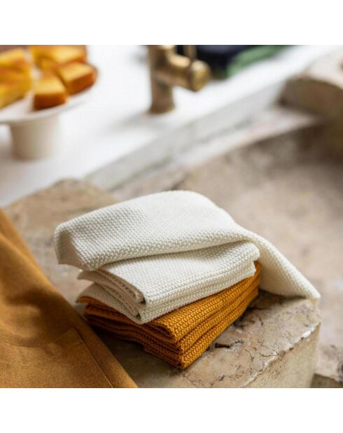 3 toallas de mano tejidas con forma de girasol recicladas de Izan, 25 x 25 cm