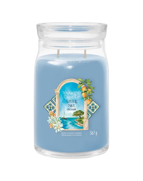Bougie parfumée signature grande jarre ciel d'azur - 2 mèches 60-90h