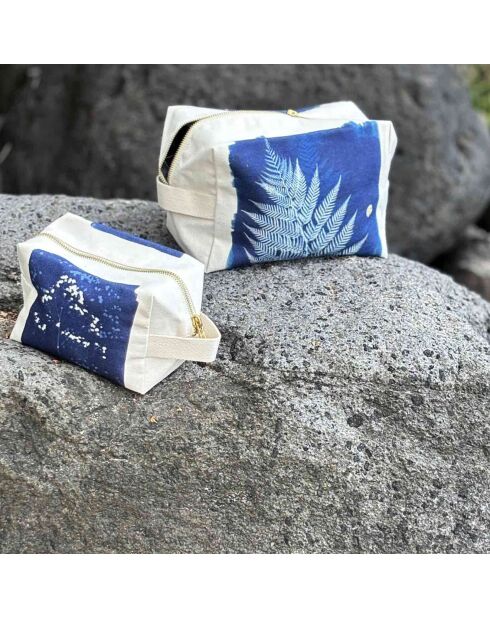 Trousse Cube Fougere bleue - 11x14x22 cm