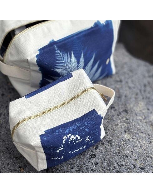Trousse Cube Fougere bleue - 11x14x22 cm