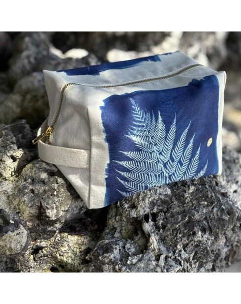 Trousse Cube Fougere bleue - 11x14x22 cm