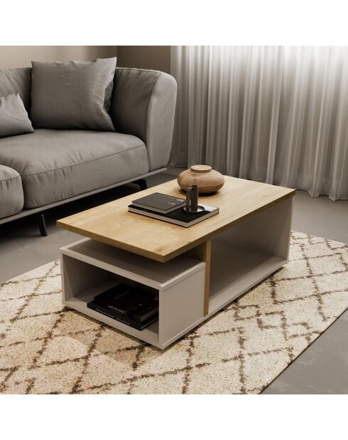 Table basse 3 niches décor chêne et blanc mat l91,8 cm - access