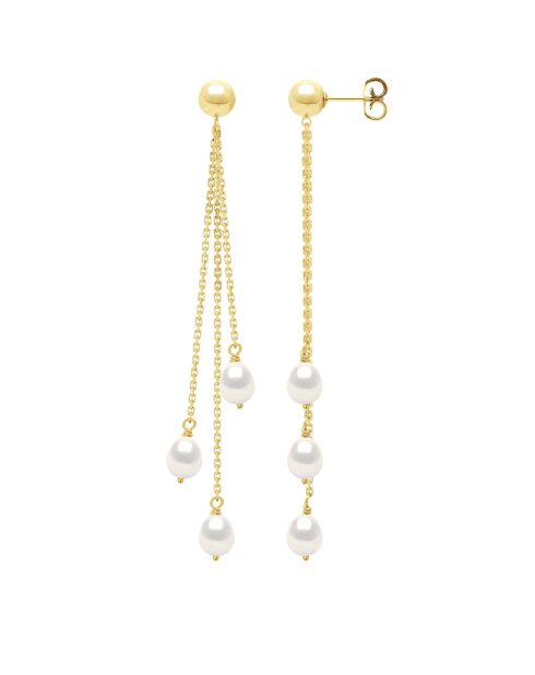 Boucles d'Oreilles en Vermeil Perles de Culture d'Eau Douce Poires 5-6 mm