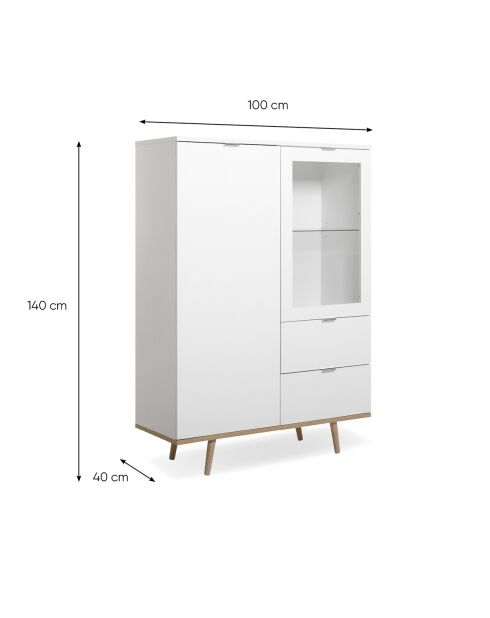 Vaisselier avec 2 portes et 2 tiroirs h140 cm - copenhague