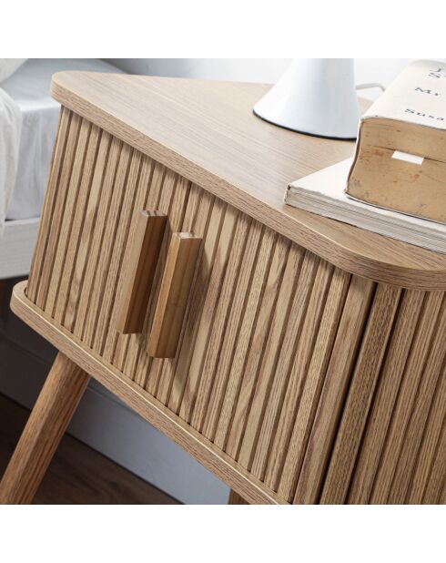 Table de chevet vintage 2 portes coulissantes h58cm - ernest