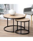 Lot de 2 tables basses gigognes rondes l70 cm - lenny