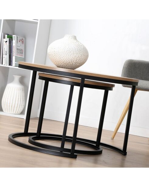 Lot de 2 tables basses gigognes rondes l70 cm - lenny