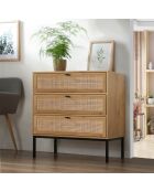 Commode 3 tiroirs façade rotin l80 x p39 cm - jaya