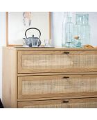 Commode 3 tiroirs façade rotin l80 x p39 cm - jaya