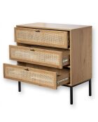 Commode 3 tiroirs façade rotin l80 x p39 cm - jaya