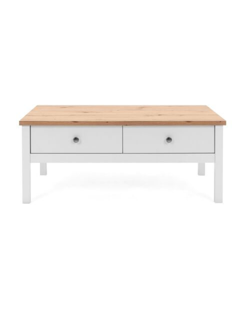 Table basse 2 tiroirs l100 cm - décor blanc - bergen