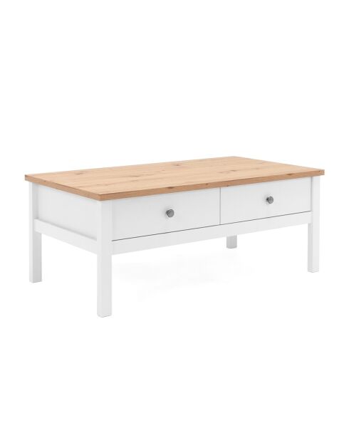 Table basse 2 tiroirs l100 cm - décor blanc - bergen