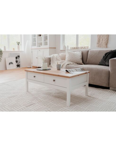 Table basse 2 tiroirs l100 cm - décor blanc - bergen