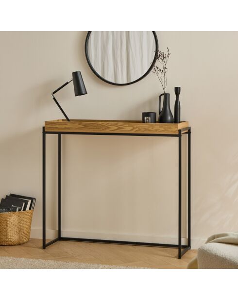 Console avec plateau à rebords et pieds en métal noir l100 cm - jessie