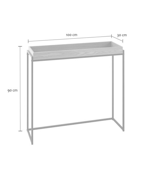 Console avec plateau à rebords et pieds en métal noir l100 cm - jessie
