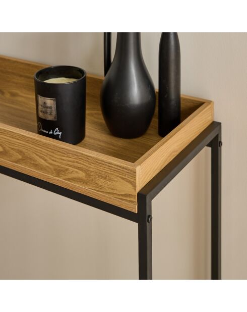 Console avec plateau à rebords et pieds en métal noir l100 cm - jessie