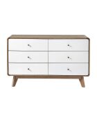Commode 6 tiroirs décor bois et blanc - albura