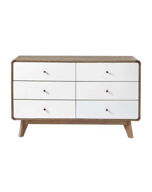 Commode 6 tiroirs décor bois et blanc - albura