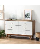 Commode 6 tiroirs décor bois et blanc - albura