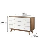 Commode 6 tiroirs décor bois et blanc - albura