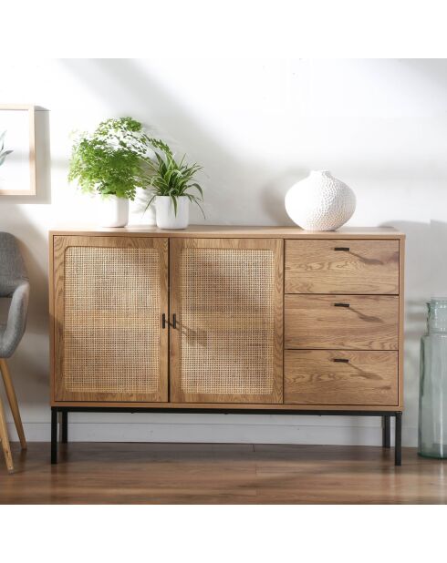 Buffet 2 portes et 3 tiroirs en rotin l120 cm - jaya