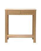 Console haute 2 tiroirs décor chêne - l79 cm