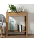 Console haute 2 tiroirs décor chêne - l79 cm