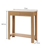 Console haute 2 tiroirs décor chêne - l79 cm
