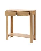 Console haute 2 tiroirs décor chêne - l79 cm
