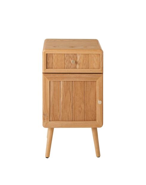 Chevet 1 porte et 1 tiroir avec façades lamellées h71 cm - ava