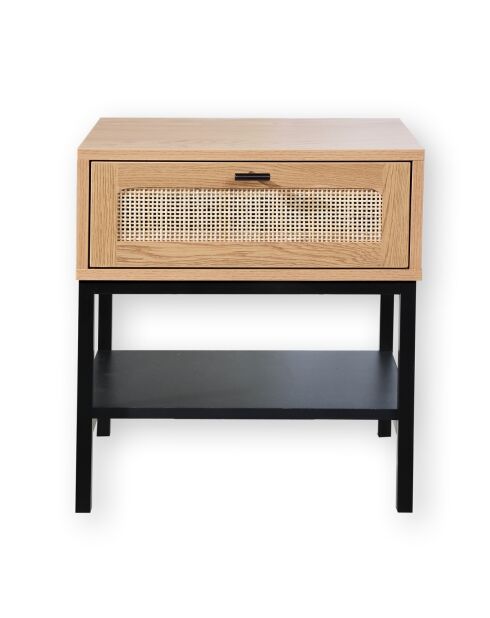 Table de chevet 1 tiroir rotin avec étagère h50 cm - jaya