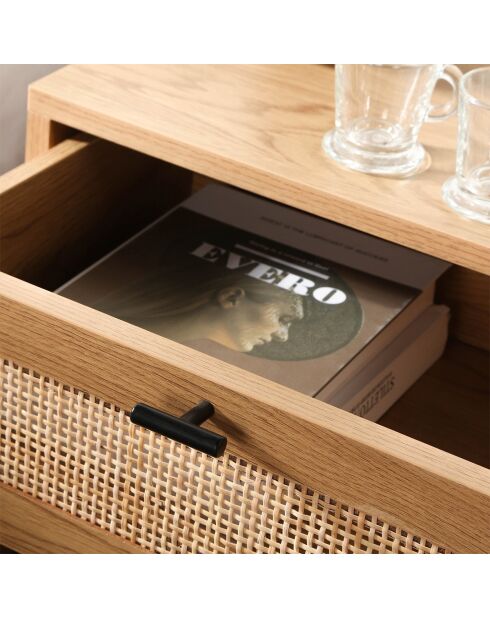 Table de chevet 1 tiroir rotin avec étagère h50 cm - jaya