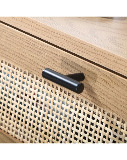 Table de chevet 1 tiroir rotin avec étagère h50 cm - jaya