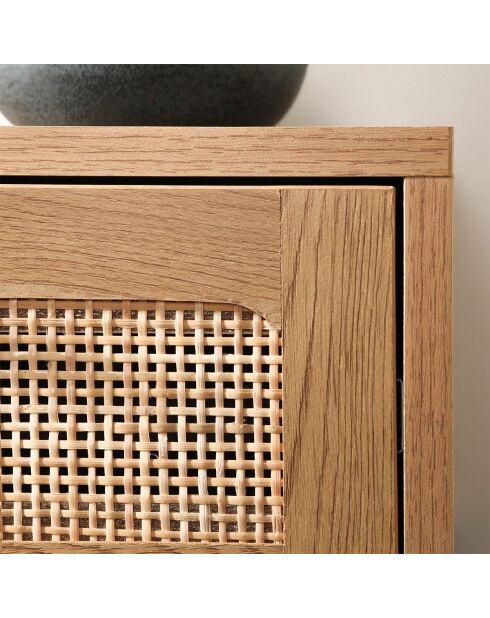 Table de chevet 1 tiroir rotin avec étagère h50 cm - jaya