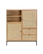 Buffet haut avec façades en rotin naturel - l100 x h120 cm - jaya